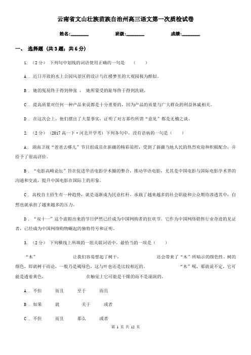 云南省文山壮族苗族自治州高三语文第一次质检试卷