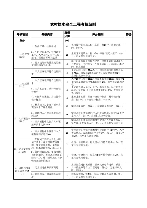 农村饮水安全工程考核细则