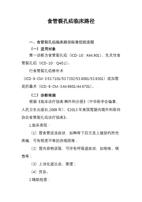 食管裂孔疝和食管平滑肌瘤及先天性食管狭窄临床路径