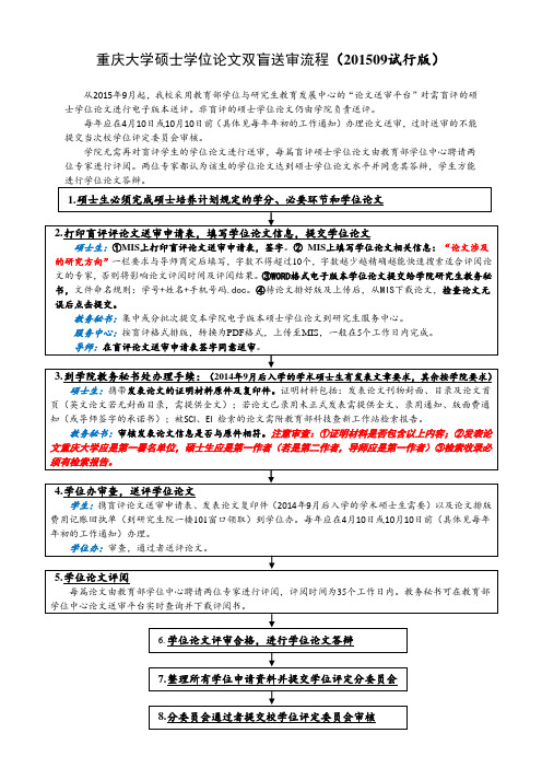 重庆大学硕士学位论文双盲送审流程--试行版