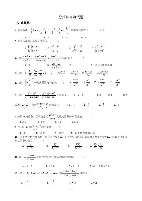 精品 八年级数学上册 分式综合测试题