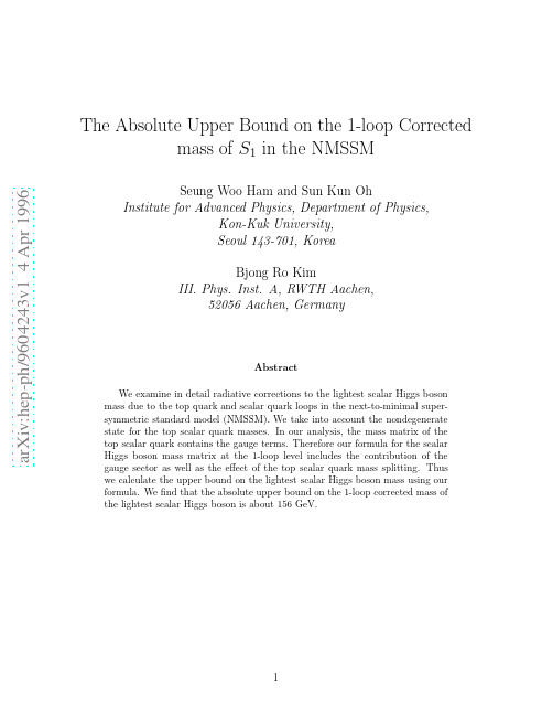 Absolute Upper Bound on the 1-loop Corrected mass of $S_1$ in the NMSSM