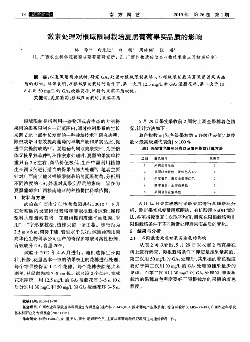 激素处理对根域限制栽培夏黑葡萄果实品质的影响