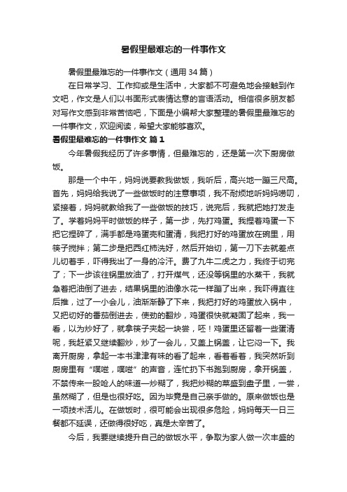 暑假里最难忘的一件事作文