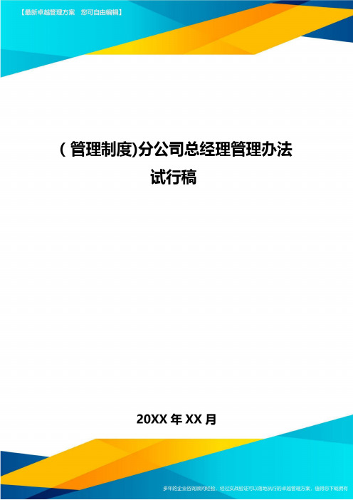 [管理制度]分公司总经理管理办法试行稿