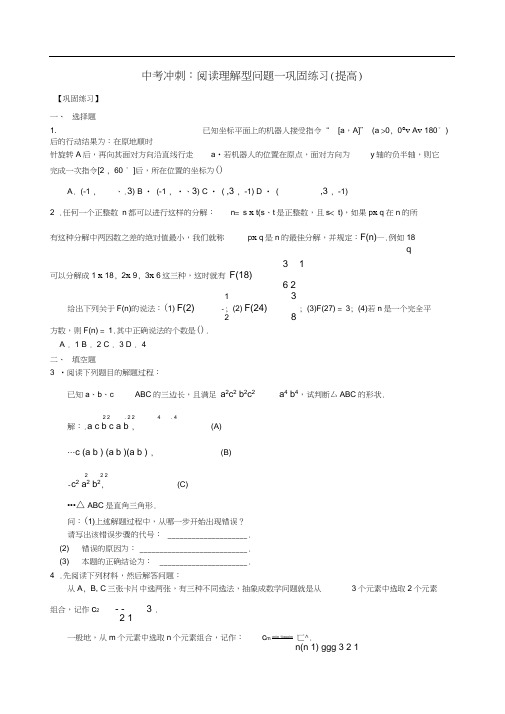 中考冲刺阅读理解型问题巩固练习提高