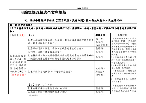 【可编辑全文】二级综合医院评审核心条款分工和支撑材料