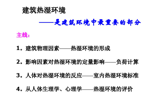 建筑热湿环境——是建筑环境中最重要的部分