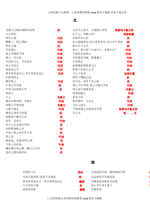 初中文言文虚词整理(完美版)