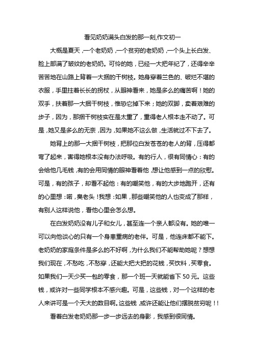 看见奶奶满头白发的那一刻,作文初一