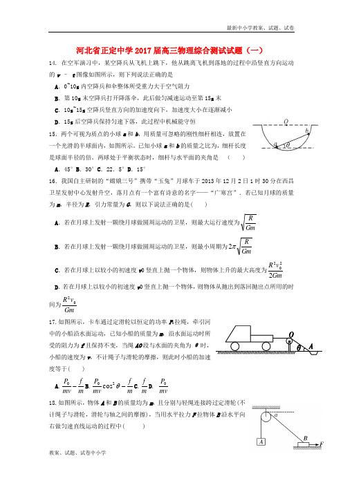 2017届高三物理综合测试试题一