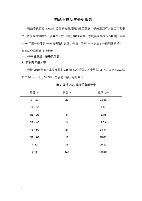 药品不良反应分析报告