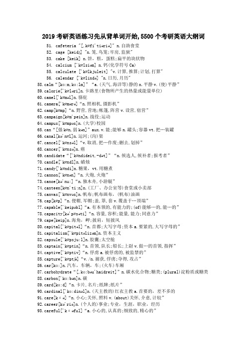 2019考研英语练习先从背单词开始,5500个考研英语大纲词