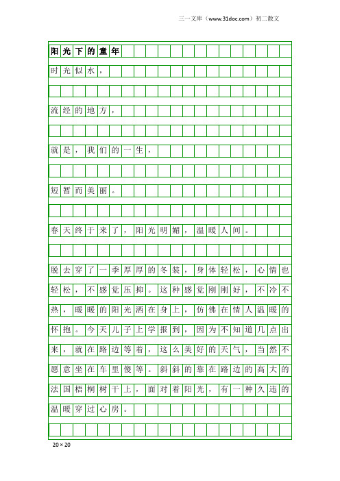 初二散文：阳光下的童年