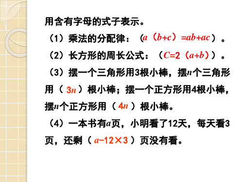 用含有字母的式子表示数量及数量关系案例一