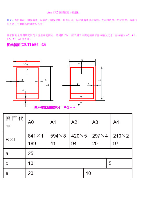 Auto CAD图纸幅面与标题栏(标注的基本要求与原则)
