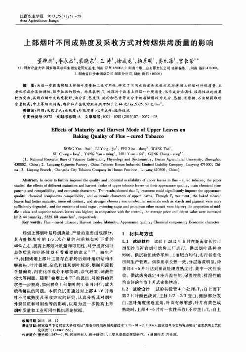 上部烟叶不同成熟度及采收方式对烤烟烘烤质量的影响