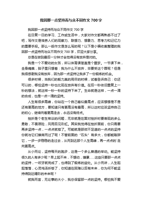 我因那一点坚持而与众不同作文700字