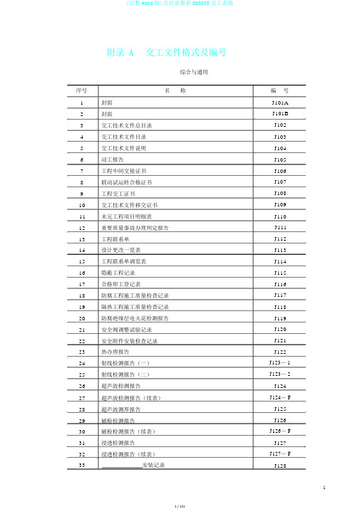 (完整word版)含目录整套SH3503交工表格