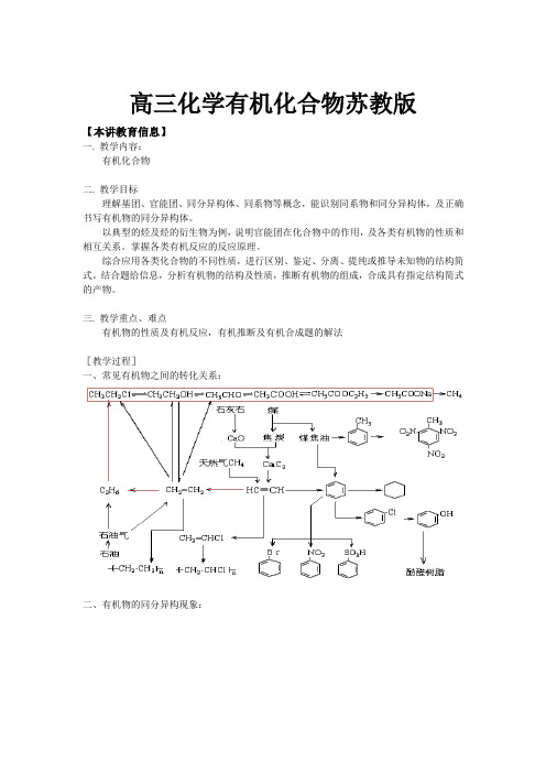 高三化学有机化合物苏教版知识精讲