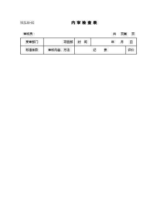 项目部内审检查表