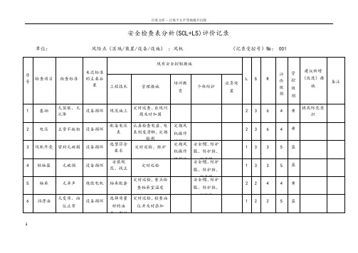 A4安全检查表分析SCLLS评价记录