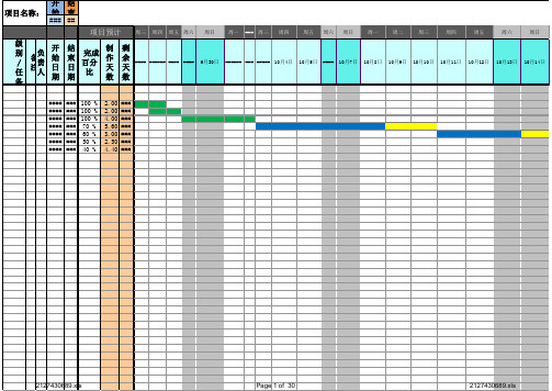 工程项目甘特图表Excel模板