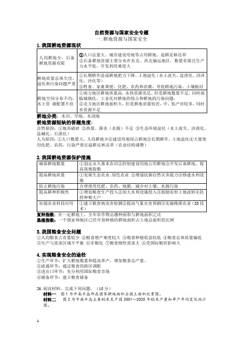 2023届高考地理一轮复习：自然资源与国家安全专题例题         