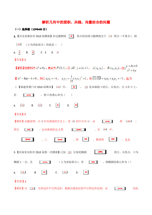 新课标版高考数学二轮复习难点2.9解析几何中的面积共线向量结合的问题测试卷理