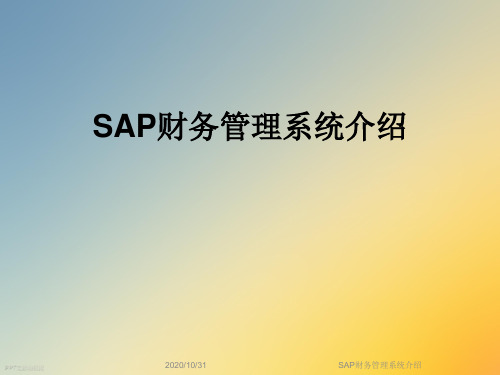 SAP财务管理系统介绍