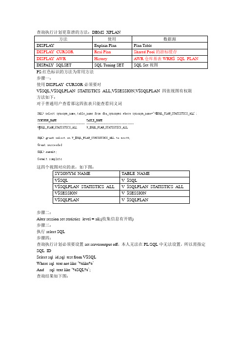 PLSQL如何使用DBMS_XPLAN查看执行计划