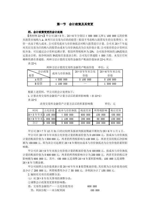 注会考试《会计》讲义及习题   第二十二章  会计政策、会计估计变更和差错更正