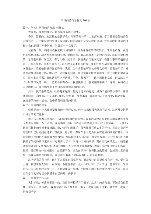 学习的苦与乐作文500字优秀作文