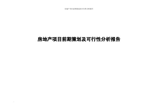 房地产项目前期策划及可行性分析报告