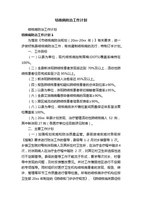 结核病防治工作计划