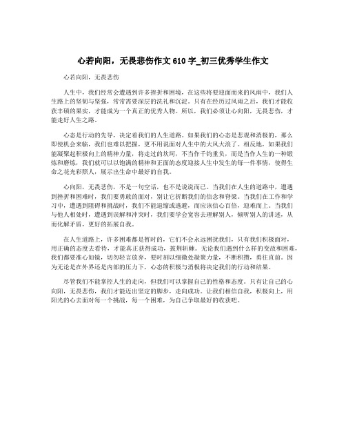 心若向阳,无畏悲伤作文610字_初三优秀学生作文