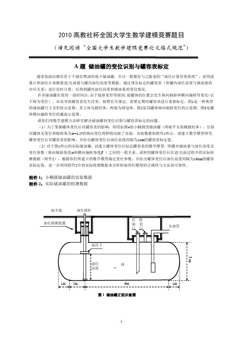 2010年国家数学建模竞赛题目