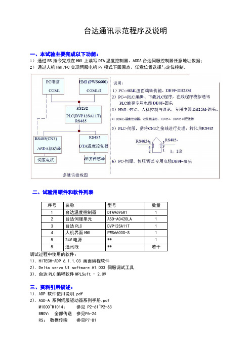 台达通讯示范程序及说明