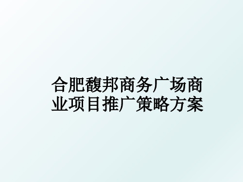 合肥馥邦商务广场商业项目推广策略方案