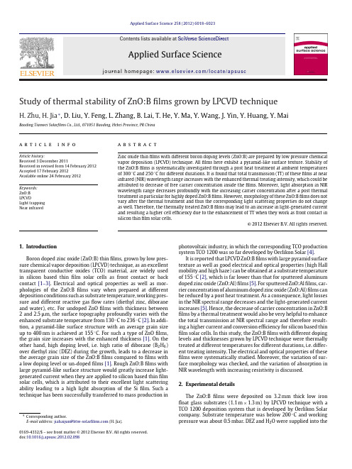 Study of thermal stability of ZnOB films grown by LPCVD technique