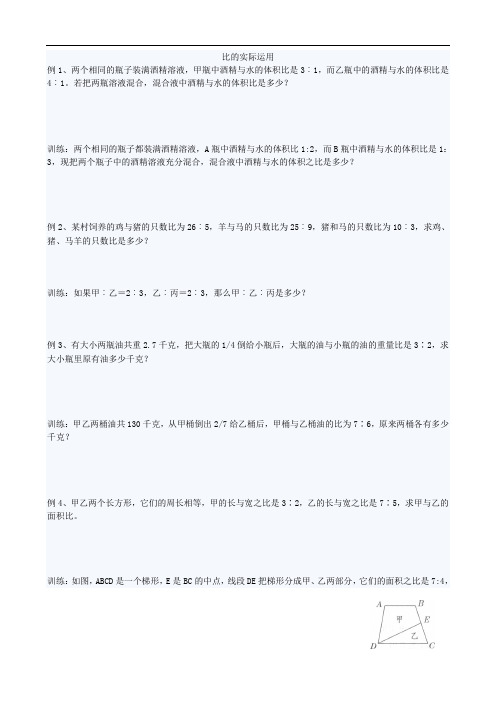 六年级奥数比的实际运用