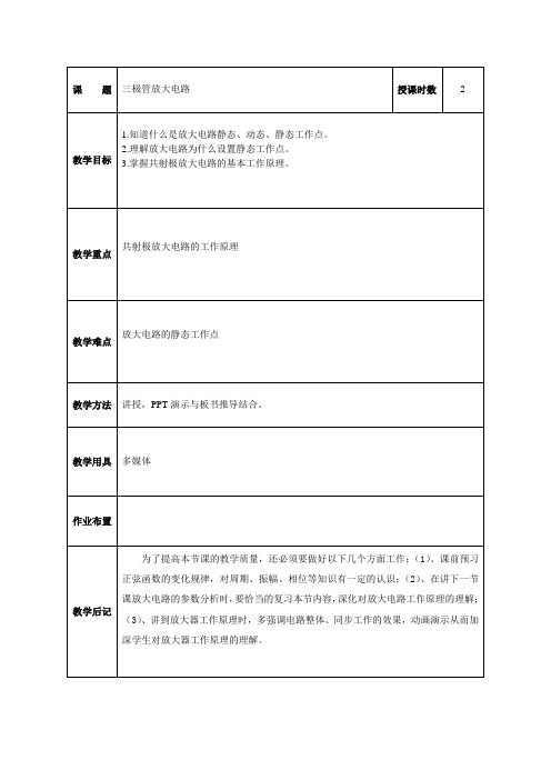 三极管放大电路(静态)