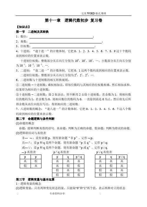 第十一章逻辑代数初步、十二章算法和程序框图复习卷