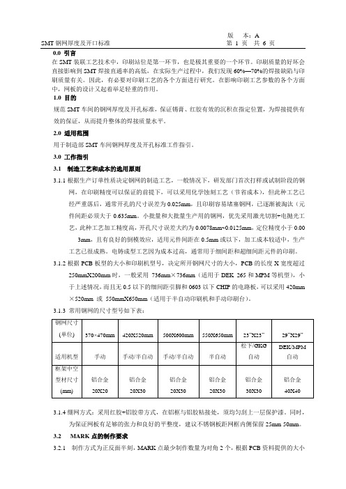 钢网厚度及开孔标准