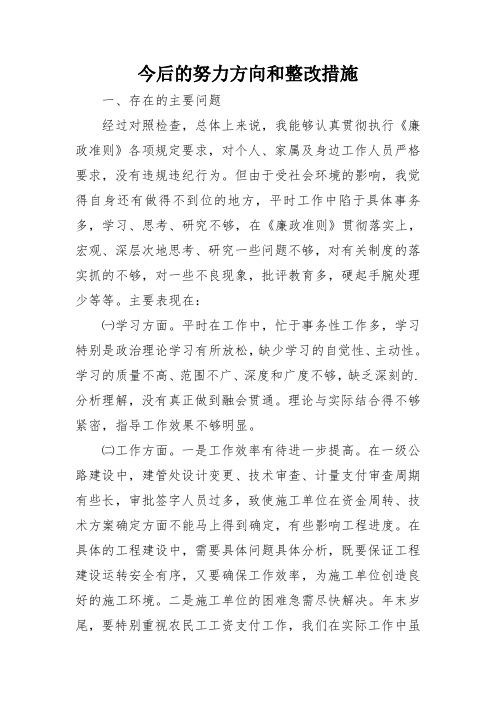 今后的努力方向和整改措施