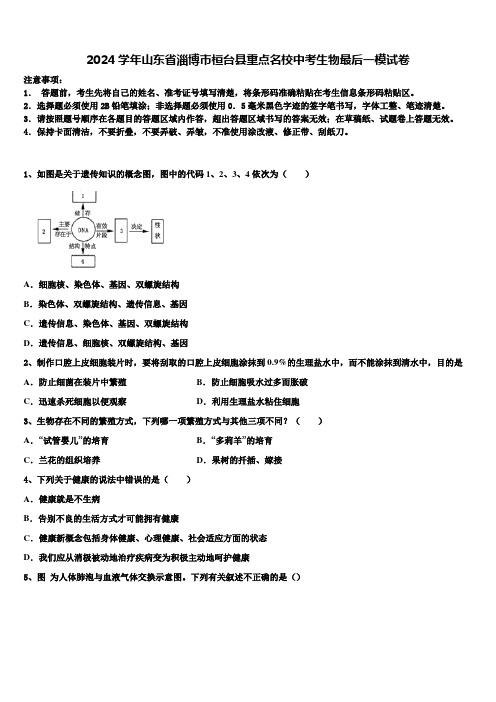 2024届山东省淄博市桓台县重点名校中考生物最后一模试卷含解析