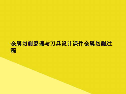 金属切削原理与刀具设计金属切削过程PPP文档(最全版)