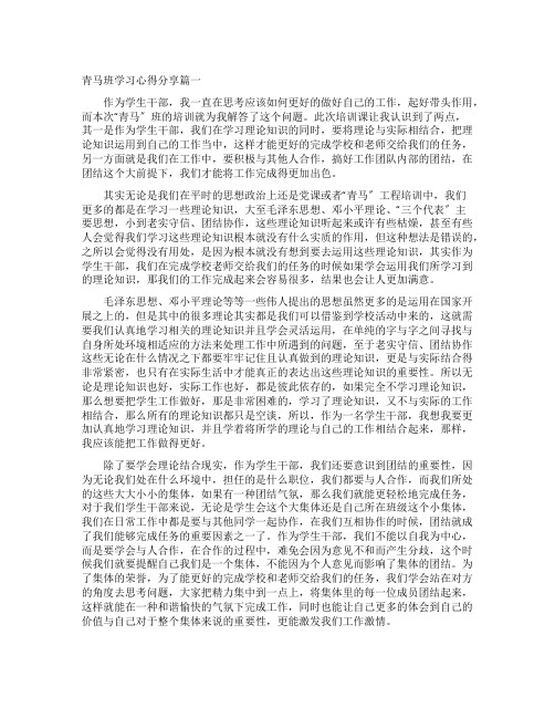 青马班学习心得分享