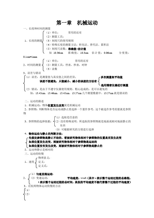 机械运动与声现象复习和单元测试题