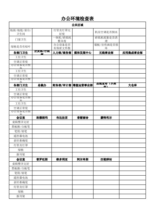 办公环境检查表